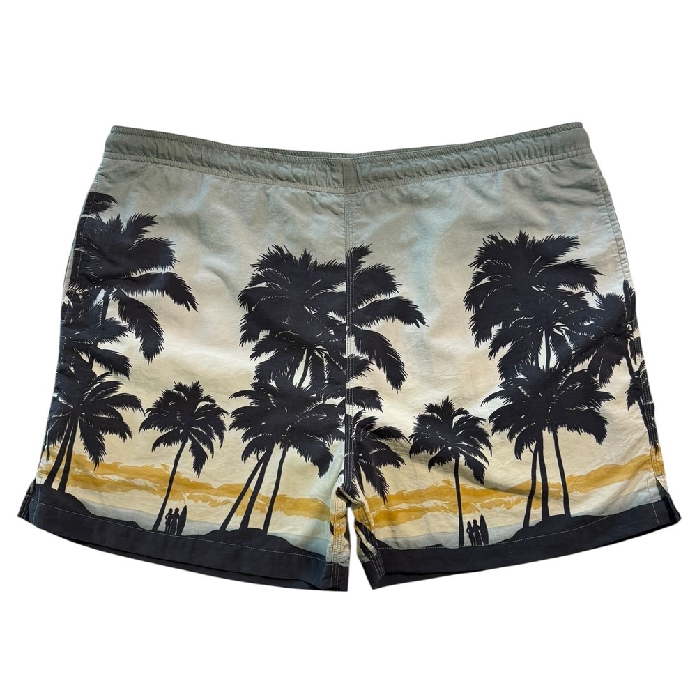 Tommy Bahama Mens‎ LARGE Palm Tree Print Swim Trunks Mesh Lined Pocket Shorts